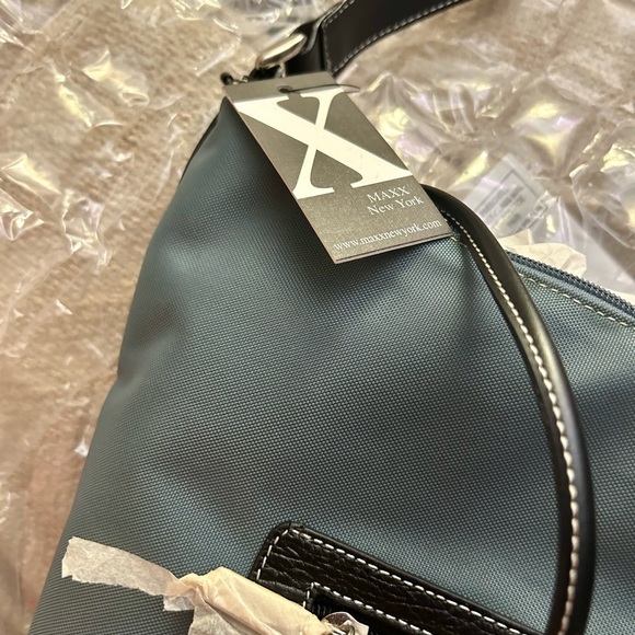 New Maxx New York Multi Purpose Steel Blue Bag with Pouch Nylon & Leather - Picture 6 of 7
